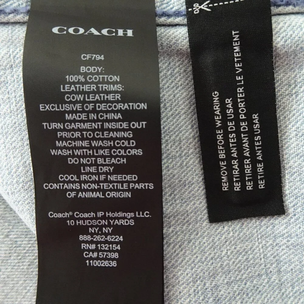 Coach Jean Jacket Men's Size XL Blue Novelty Denim Jacket Cotton Big Logo